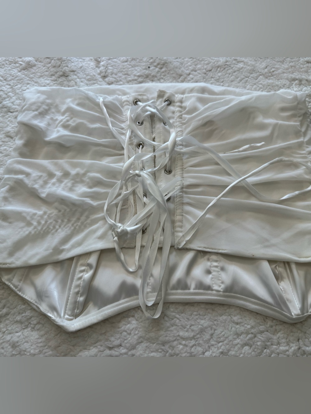 White Lace-Up Bustier Top - Corset